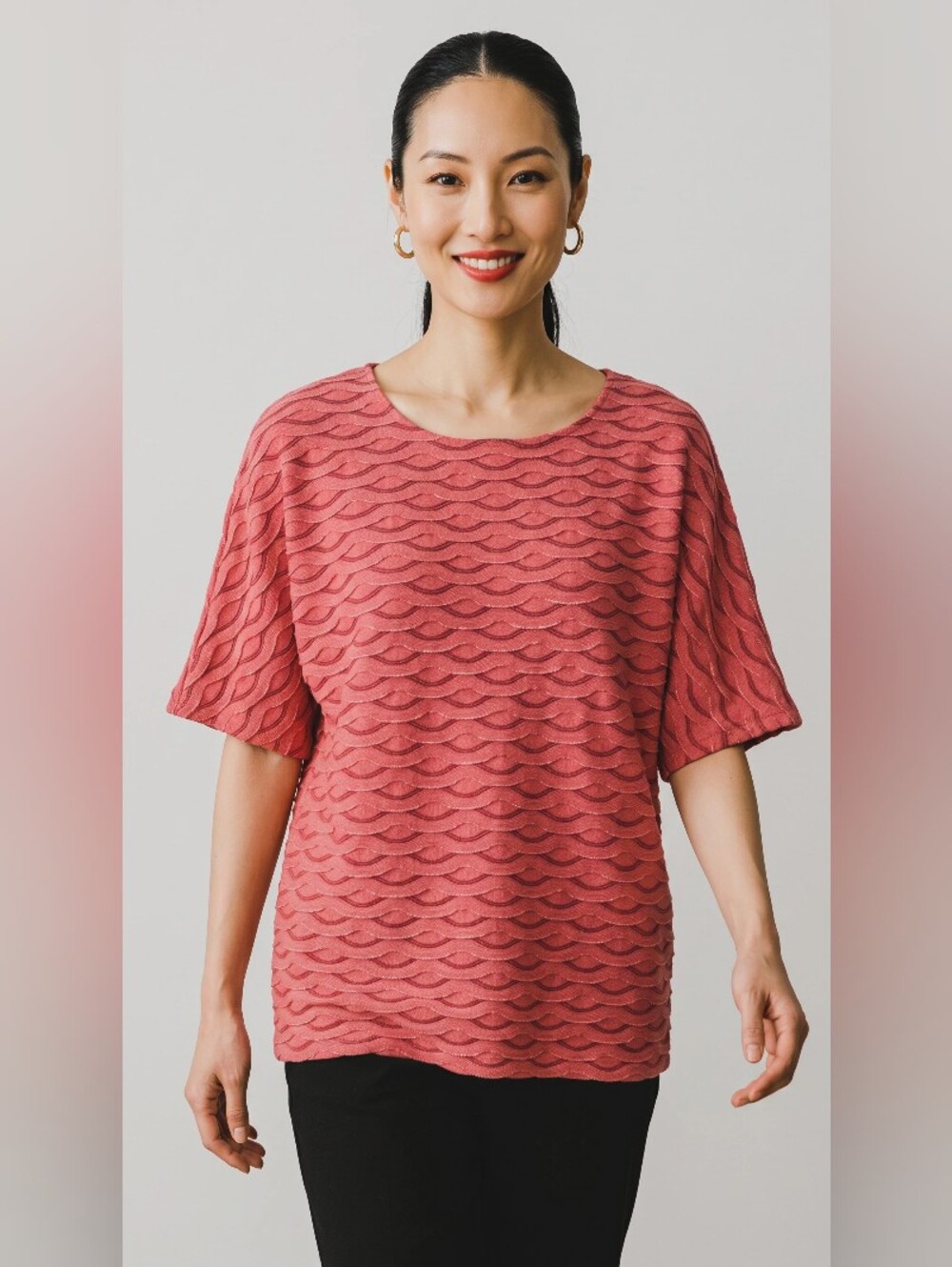 DRESSBARN Women's Textured Short-Sleeve Top - ORANGE SiZE 2X